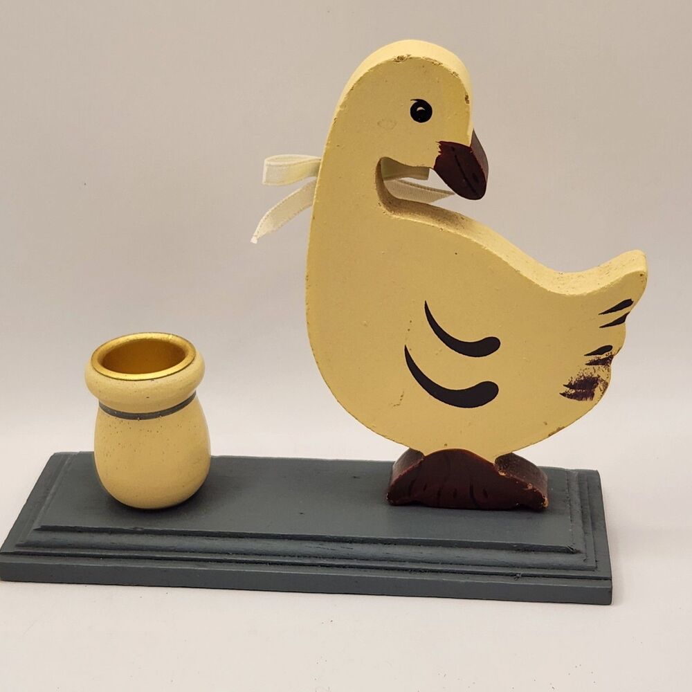Vintage Giftco Cottagecore Wooden Country Goose Candle Holder